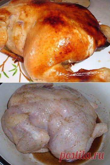 Курица запеченная целиком в духовке в особом соусе | Рецепты моей мамы