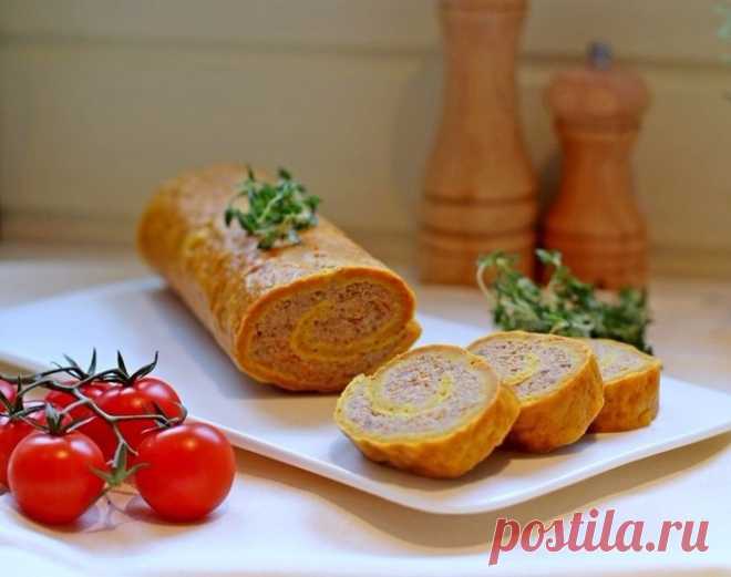 Тыквенный рулет с мясным фаршем