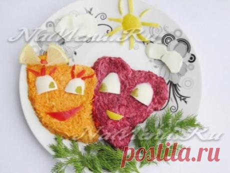 Салат из моркови, яблока и свеклы "Сердечки"