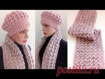 Cachecol de crochê Ponto 3D em Relevo