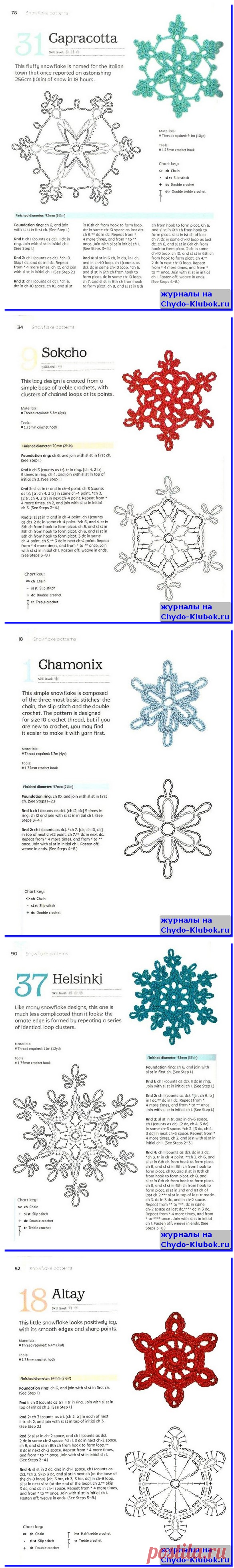 Снежинки вязаные крючком Crochet snowflakes step by step |➲ журналы на ЧУДО-КЛУБОК ✶