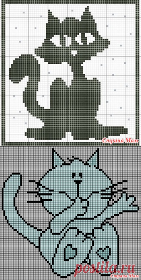 . Помогите схемками узора кошек для детского свитера? - Вязание спицами - Страна Мам