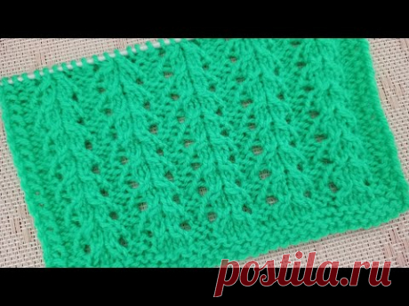 Ещё один очень лёгкий ажурный узор спицами.