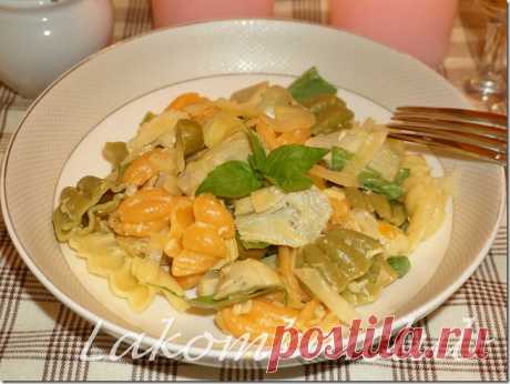 Паста с аритишоками и оливками