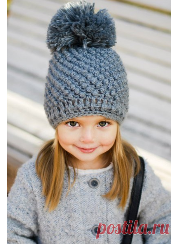 Красивая шапка для девочки спицами схема. Узор шишечки описание | Вязание для всей семьи