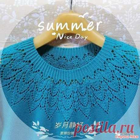 Пуловер с красивым узором на круглой кокетке рукавах и подол (схема узоров). Спицы. - ВЯЗАНАЯ МОДА+ ДЛЯ НЕМОДЕЛЬНЫХ ДАМ - Страна Мам