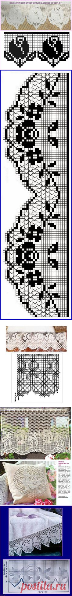 Filet crochet lace heart edging | Crochet - Charts | Filet Crochet, Lace Heart and Crochet Lace