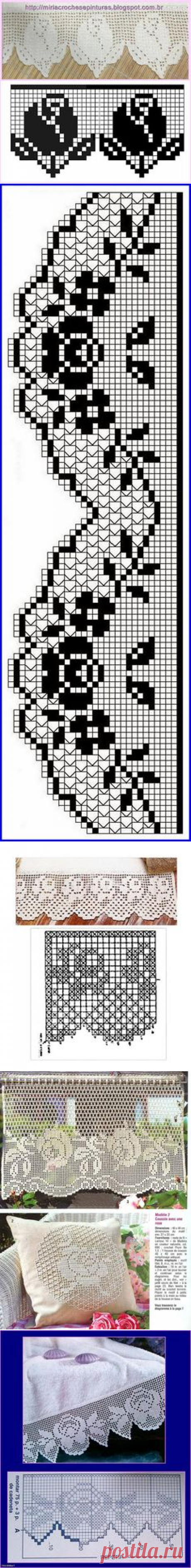Filet crochet lace heart edging | Crochet - Charts | Filet Crochet, Lace Heart and Crochet Lace