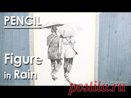 Pencil Sketch : Figure in Rain | Pencil Drawing techniques