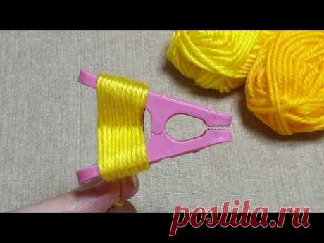 Super easy Woolen Embroidery Trick with Tongs - Amazing Hand Embroidery Butterfiy Design Ideas