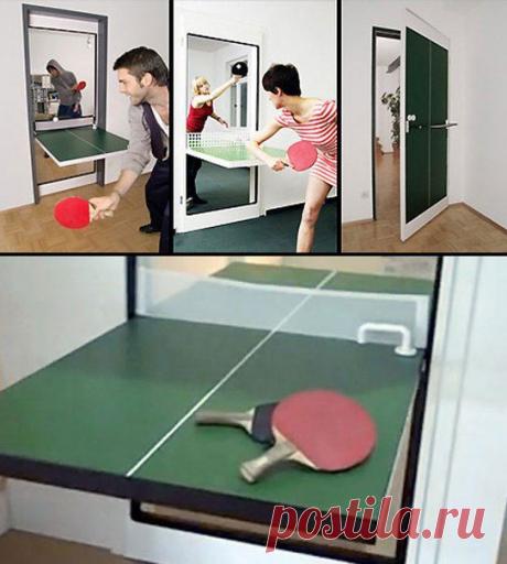 Дверь, трансформирующаяся в стол для пинг-понга