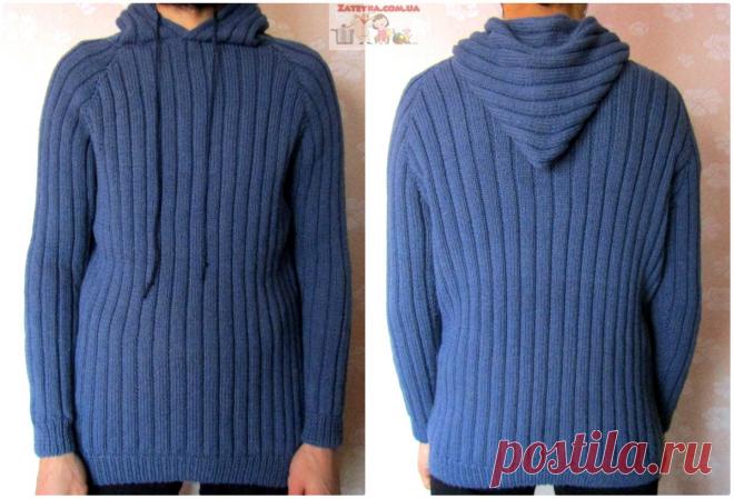 Мужской свитер с капюшоном (+ВИДЕО) - Затейка.com.ua - рецепты вкусных десертов, уроки вязания схемы, народное прикладное творчество Если Вы только начинаете вязать и еще не освоили очень сложных кос и переплетений, предлагаю Вашему вниманию легкий в вязке мужской свитер с капюшоном. Свитер, размер 56/58 Длина свитера – 70 см; Ширина – 110 см; Длина рукава – 57 см.     ВЯЖЕМ В 2 НИТИ Вам потребуется: 700 г белорусской пряжи цвета «Габардин» «Ареола» (100% ...
