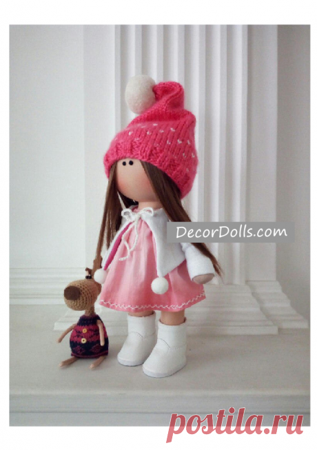 Soft Textile Doll, Love Winter Doll, Poupée Cloth Rag Doll, Red Nurser – Decor Dolls