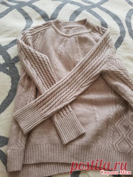 Пуловер аранами с диагональными жгутами, спицами - Вяжем вместе он-лайн - Страна Мам