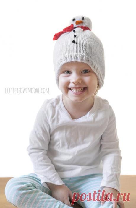 Вязаная шапка "Снеговик" - Красное окно