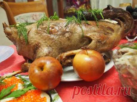 Гусь с гречкой грибами и печенью к Новому Году или Рождеству