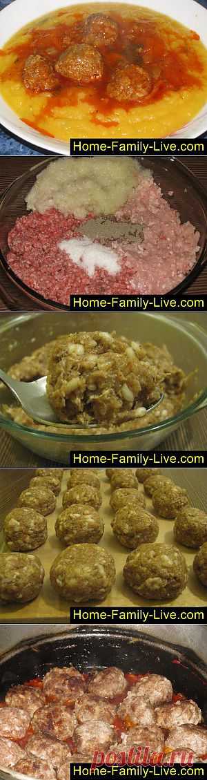 Кулинарные рецепты Тефтели в томатном соусе - пошаговый фоторецепт - мясные ёжики