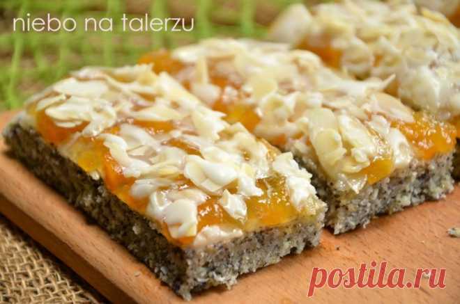 Кокосовое и маковое пирожное. Легкая мазурка с абрикосовым джемом и миндалем - рай на тарелке