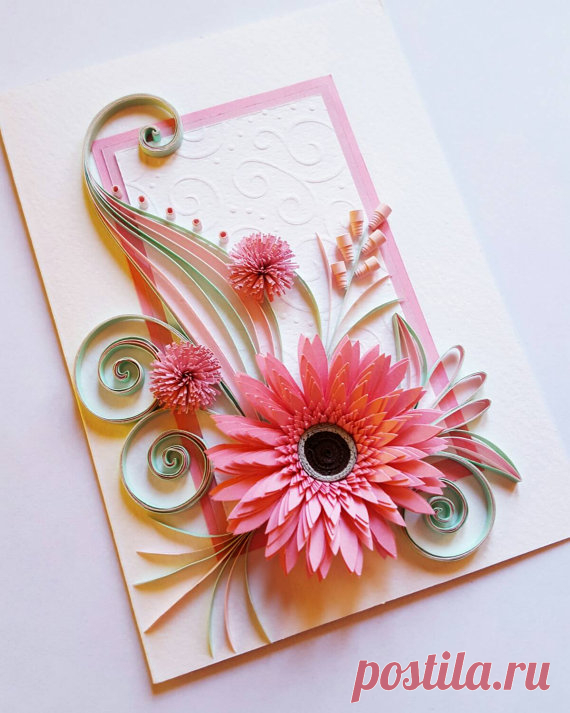 Quilled Birthday Card Greeting Card Mother's Day by Gericards