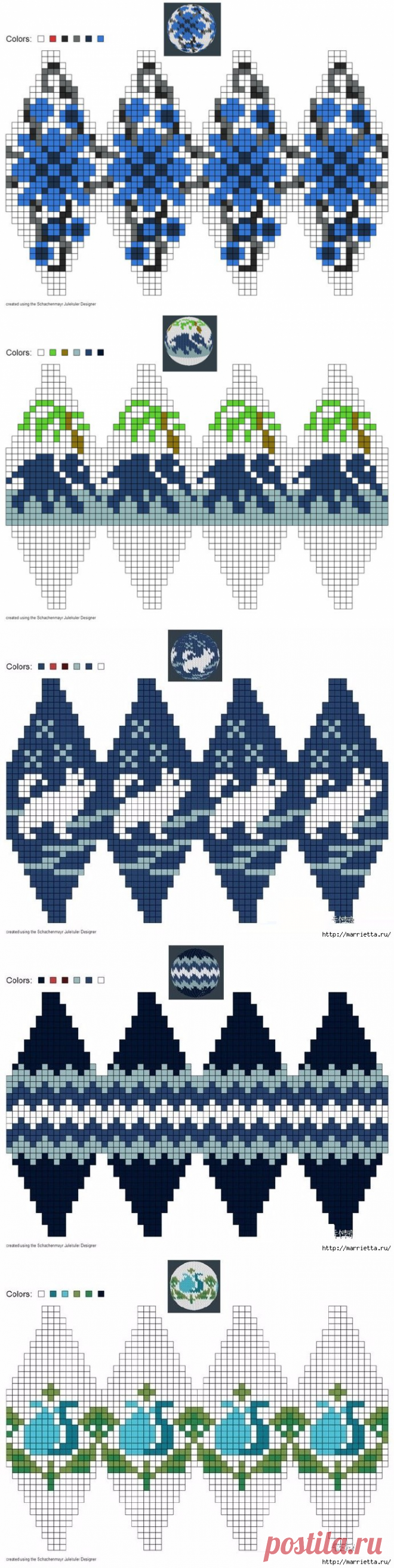 ЛЮБЛЮ ВЯЗАТЬ: Вяжем елочные шарики спицами - мастер класс + большая подборка схем