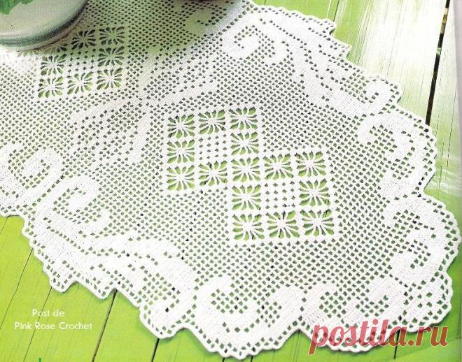 ВЯЗАНИЕ КРЮЧКОМ, ОВАЛЬНЫЕ САЛФЕТКИ (3схемы).