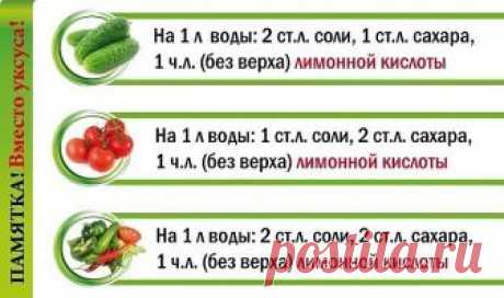 Шпаргалка для консервации.