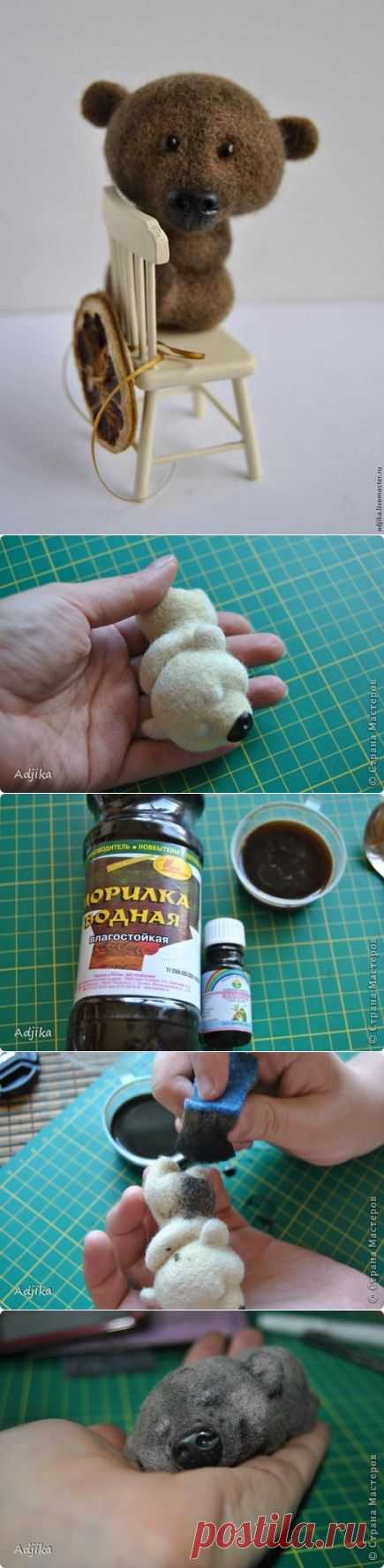 тонировка валяной объемной игрушки . Автор Adjika .