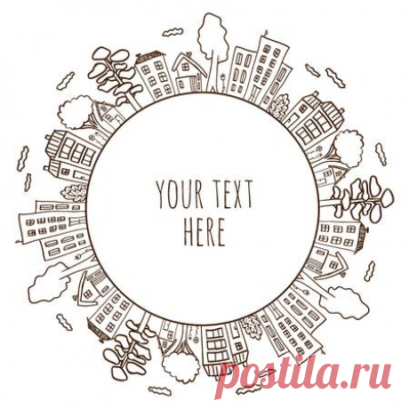 Illustration of doodle houses on circle. Drawing of village or city. Hand drawn sketch of town. Seamless circle pattern. 123RF - Миллионы стоковых фото, векторов, видео и музыки для Ваших проектов.