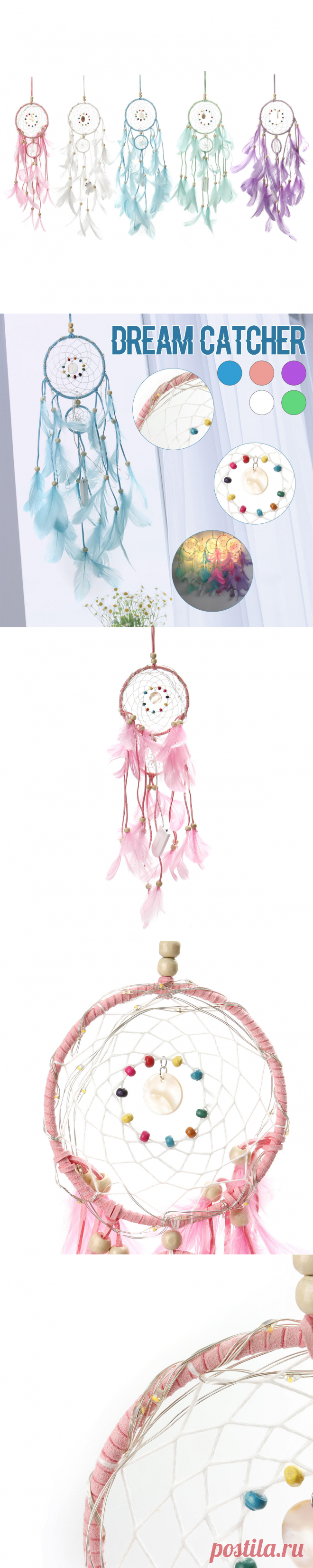 warm white battery supply led night light dream catcher hanging wind chime wall decor car ornaments Sale