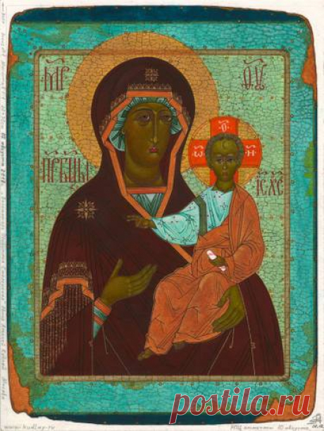 Saatchi Art: “Icon Of Our Lady Of Smolensk” -  part of a series titled “Mother of God” (original painting/portrays on a green blue background color) Painting by Aleksey Kudlay. Купить икону -https://www.saatchiart.com/kudlayiconpaintings
#Кудлай #купитьикону #икона #icon #saatchiart #kudlay #art #искусство #painting #живопись #watercolour #watercolor