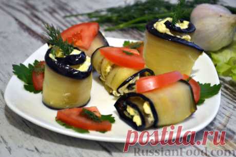 Рецепт: Баклажанные рулетики на RussianFood.com