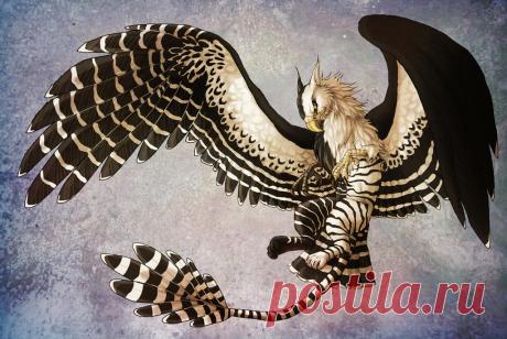 Black and white striped Gryphon by LadyFiszi on DeviantArt