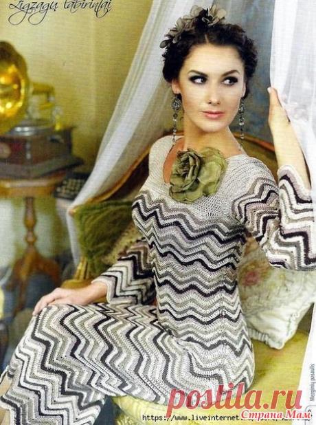 Элегантное платье с узором зиг-заг. - Все в ажуре... (вязание крючком) - Страна Мам