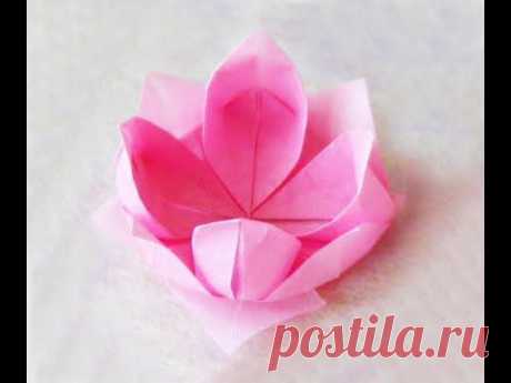 Оригами цветок лотоса. Easy Origami Lotus Tutorial , 2014