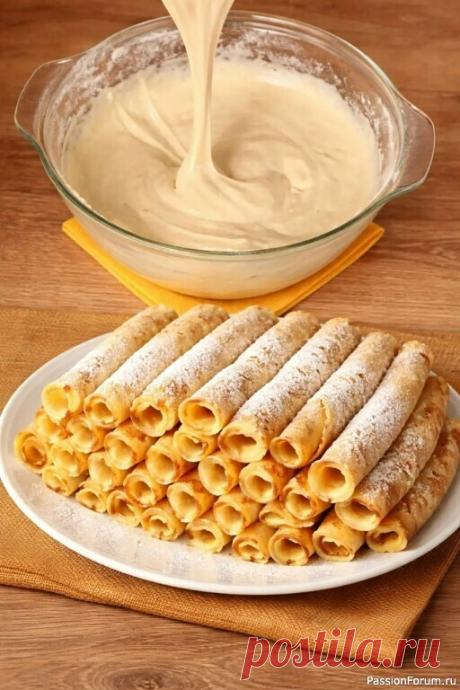 Вафельные трубочки на сковороде к чаю