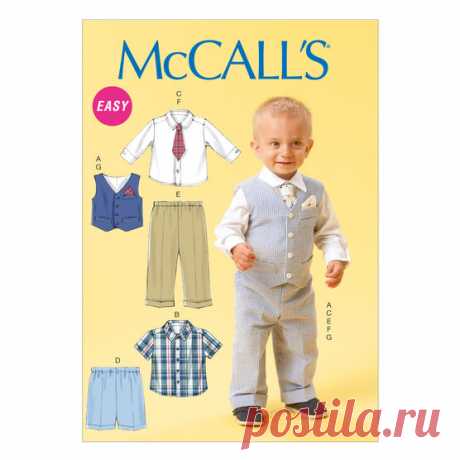 Infants' Vest, Shirt, Shorts, Pants, Tie and Pocket Square-All Sizes In One Envelope.