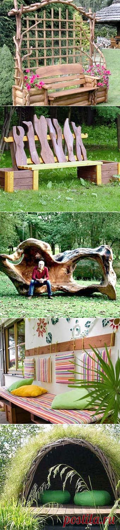 Уютные скамейки из дерева — 6 соток