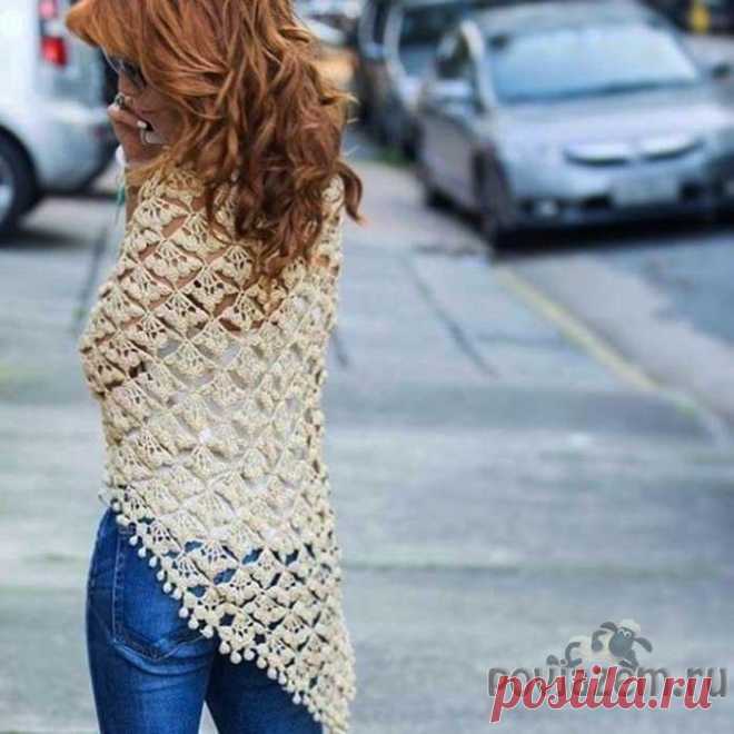Шаль крючком «Гроздья калины» 
схема по ссылке: http://povjazem.ru/vyazanie-dlya-zhenshchin/sharf-sha..