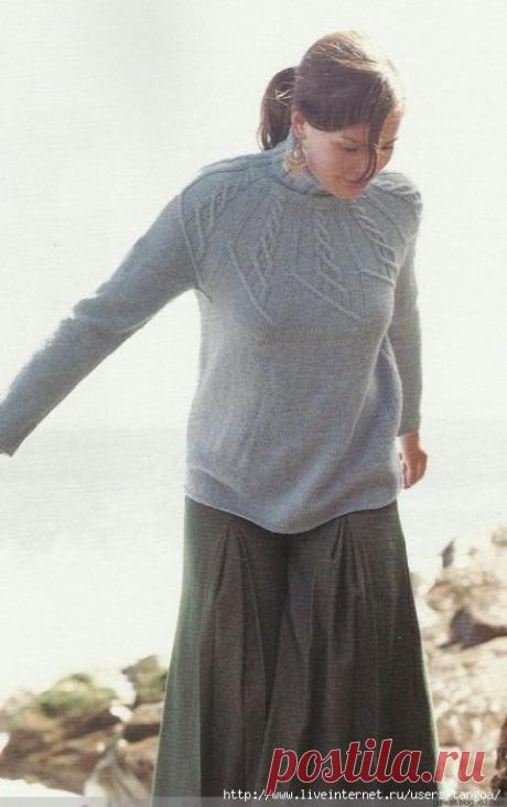 Cabled Spiral Pullover - спицами.