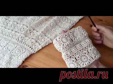Сарафан крючком.   Мк (2 часть) Узор для расширения полотна.Gehäkeltes Sommerkleid