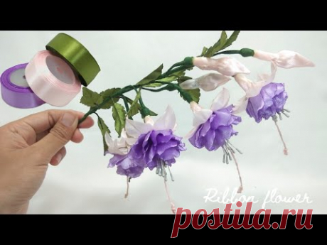 DIY/how to make ribbon flower fuchsia easy