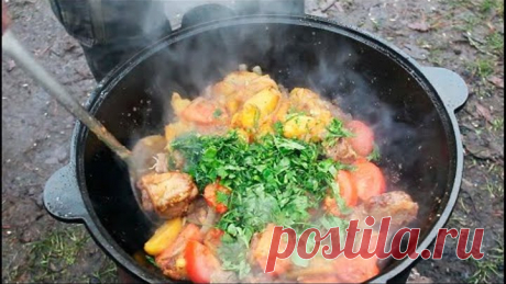 Оджахури по грузински, жареный картофель с мясом в казане!