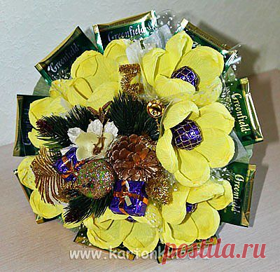 Букет из чая и конфет http://kartonkino.ru/wp-content/uploads/2014/01/tea-bouquet-9.jpg