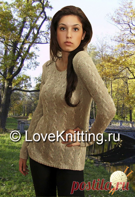 Пуловер c «косами» | Loveknitting.ru