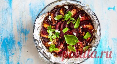 Запеченная свекла с грецкими орехами и козьим сыром, пошаговый рецепт с фото