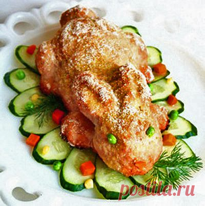 Запеченный мясной рулет из фарша и яиц «Зайчик»