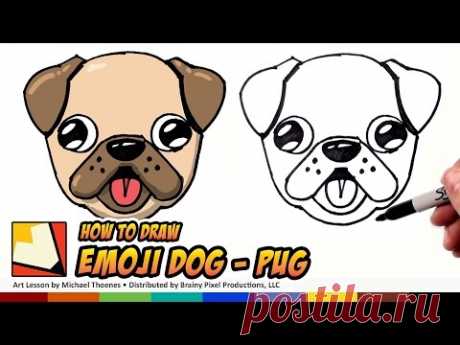 How to Draw a Cute Dog Emoji Pug for Beginners Step by Step | BP