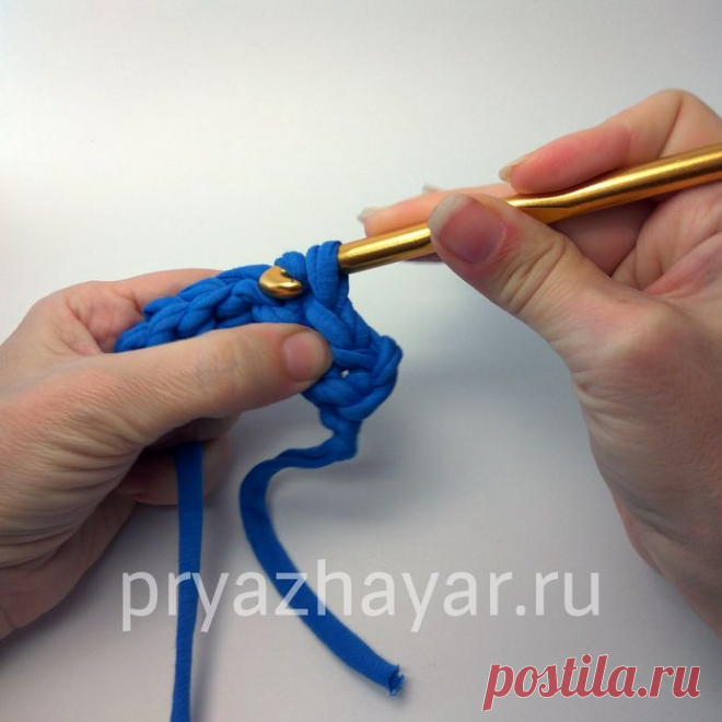 Учимся вязать из трикотажной пряжи