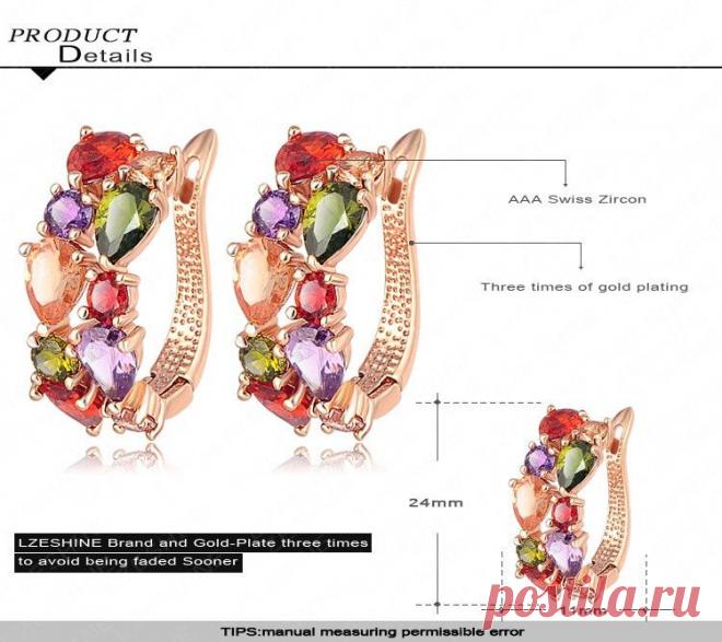 Хит продаж: серьги цветки из розового золота 18К от бренда LZESHINE. Инкрустация цирконами. Серьги для женщин CER0143., принадлежащий категории Серьги-гвоздики и относящийся к Ювелирные изделия на сайте AliExpress.com | Alibaba Group