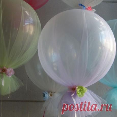 Декорирование воздушных шаров сеткой или органзой (подборка) / Праздничный декор /
